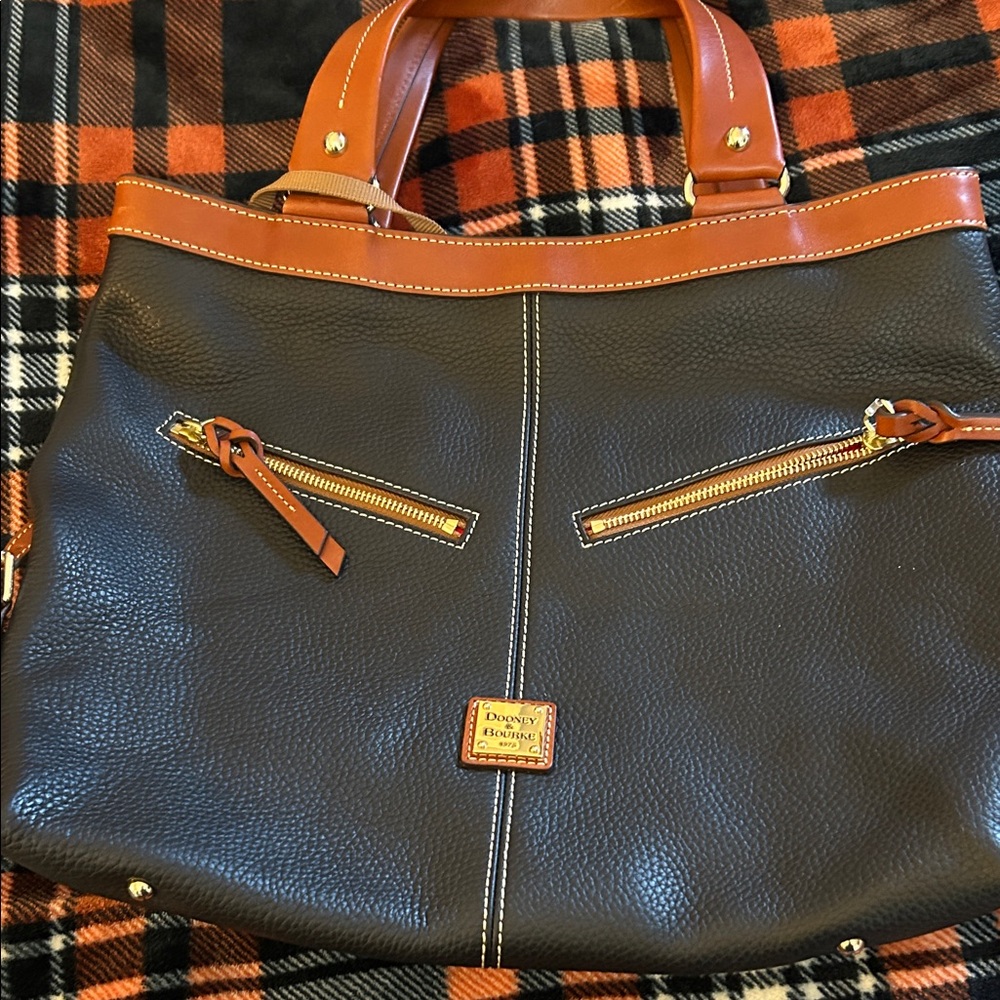 Dooney & Bourke Black and Tan Leather Briefcase